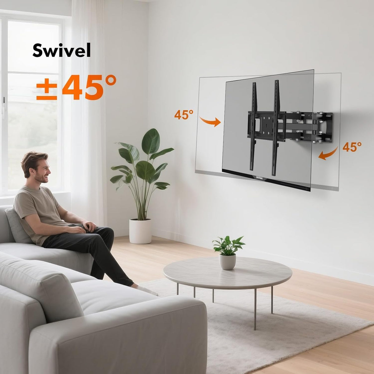 SKY-TOUH TV Wall Mount Stand for 26-55'' Flat Screen/LED/4K TVs, Full Motion TV Mount with Swivel and Tilt Articulating Dual Arms, Max VESA 400x400mm, Holds up 50KG - 3