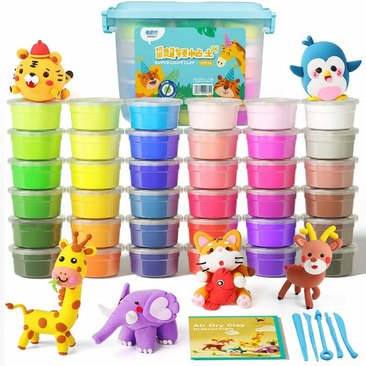 SKY-TOUCH 36-Color Non-Toxic Air-Dry Clay Set – A Creative Modeling Clay Kit with Soft, Lightweight Clay for Endless DIY Crafting Fun