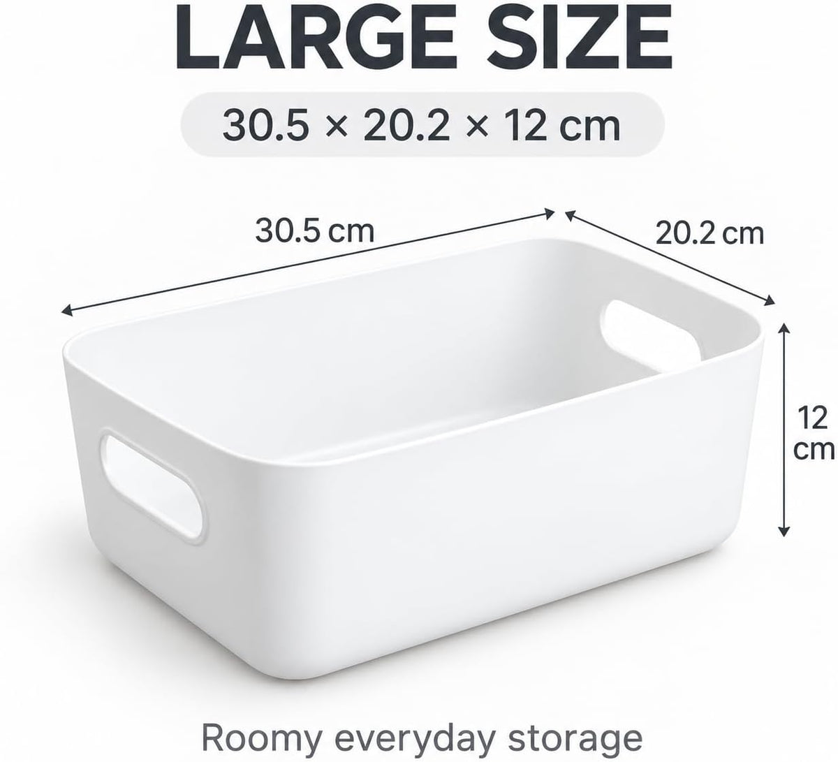 SKY-TOUCH Storage Boxes, Toy Baskets and Food Containers for Organizing Basket Organizer with Handles - Kitchen, Home, Office, Closet, Nursery - White* 5 PCS/SET, L (30.5 * 20.2 * 12cm) - 2