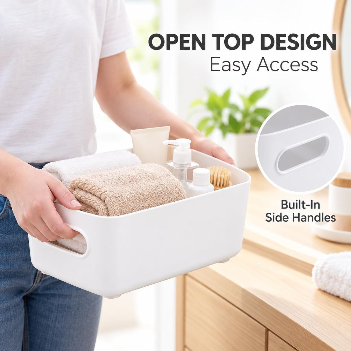 SKY-TOUCH Storage Boxes, Toy Baskets and Food Containers for Organizing Basket Organizer with Handles - Kitchen, Home, Office, Closet, Nursery - White* 5 PCS/SET, S (20.5 * 14 * 7.3cm) - 4