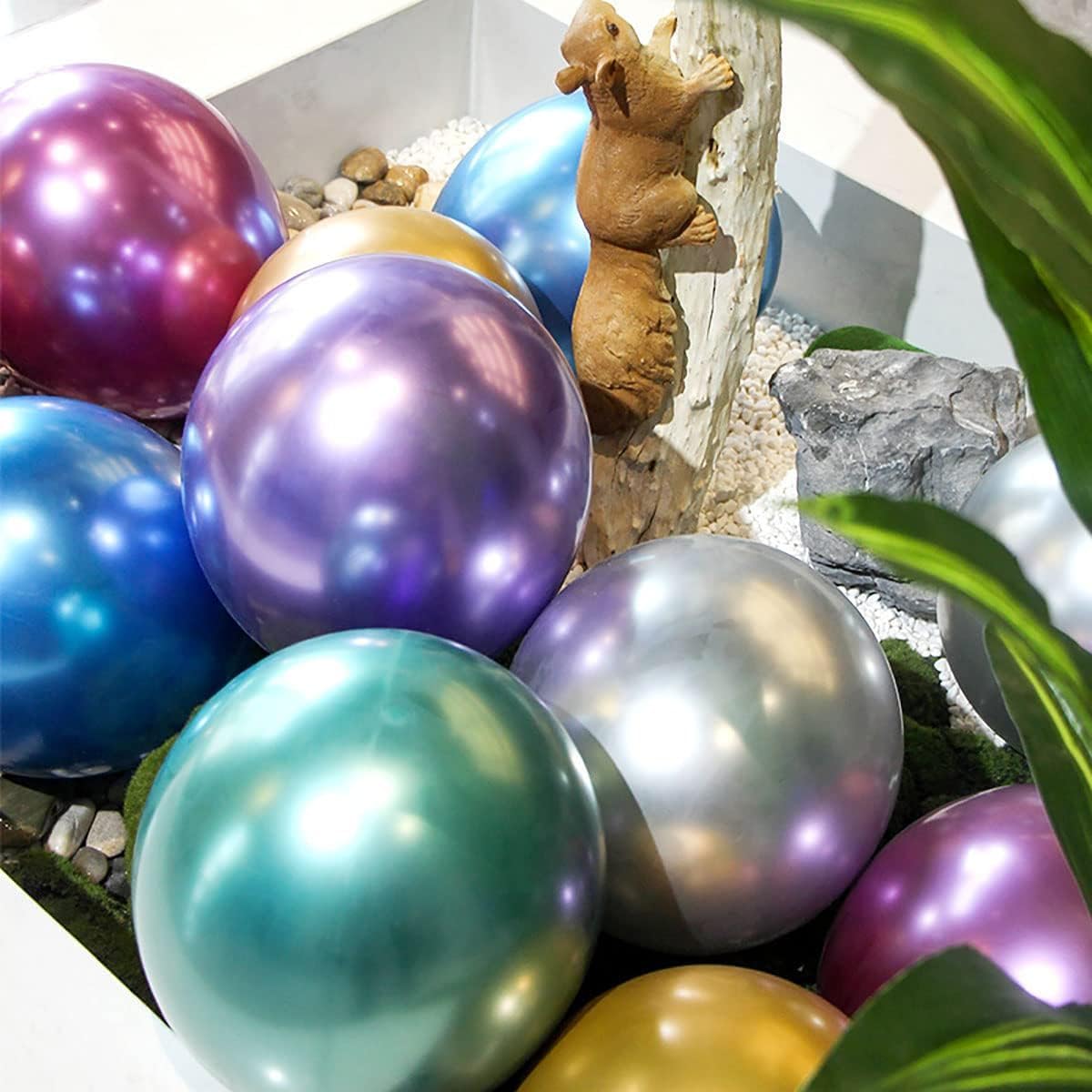 SKY-TOUCH Metallic Balloon Party Supplies Multi Color Balloon Decorations For Personal Gift Toys Multi Occasion 12 Inch Latex Round Balloons Birthday Party Metal Balloons, 100Pcs - 5