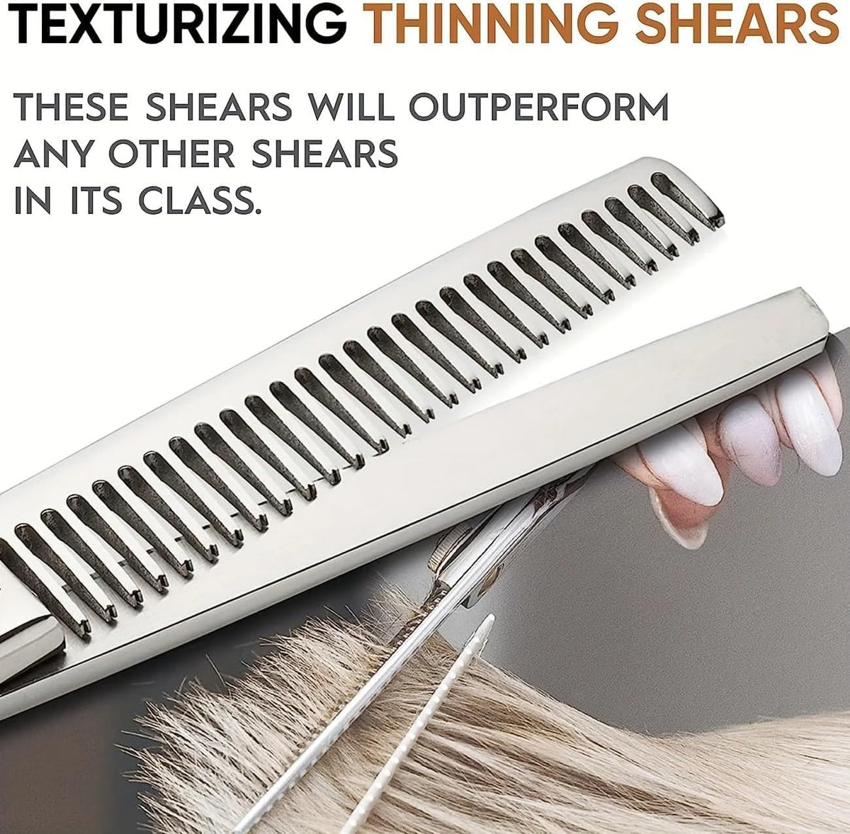 SKY-TOUCH Professional Home Haircutting Scissor Set (Silver) – Includes Haircutting Scissors, Thinning Shears, Comb, and Storage Case - 3