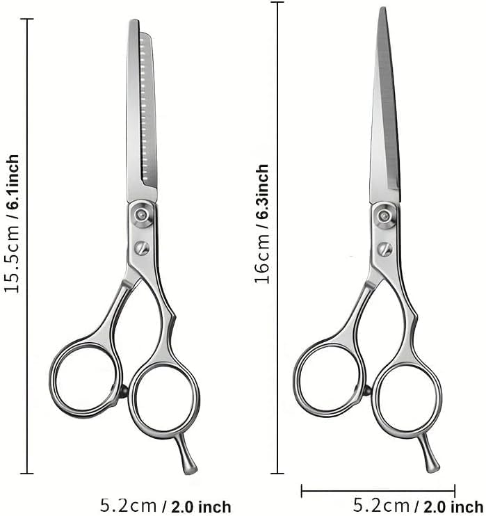 SKY-TOUCH Professional Home Haircutting Scissor Set (Silver) – Includes Haircutting Scissors, Thinning Shears, Comb, and Storage Case - 5