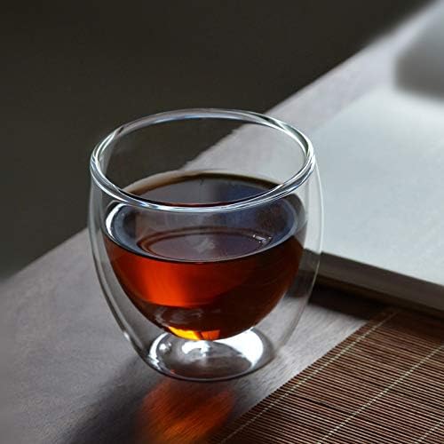 SKY-TOUCH Glass Cups, Double Walled Thermo Espresso Glasses, Insulated Coffee Mugs, Drinking Glasses, 250ml, 4Pack - 3