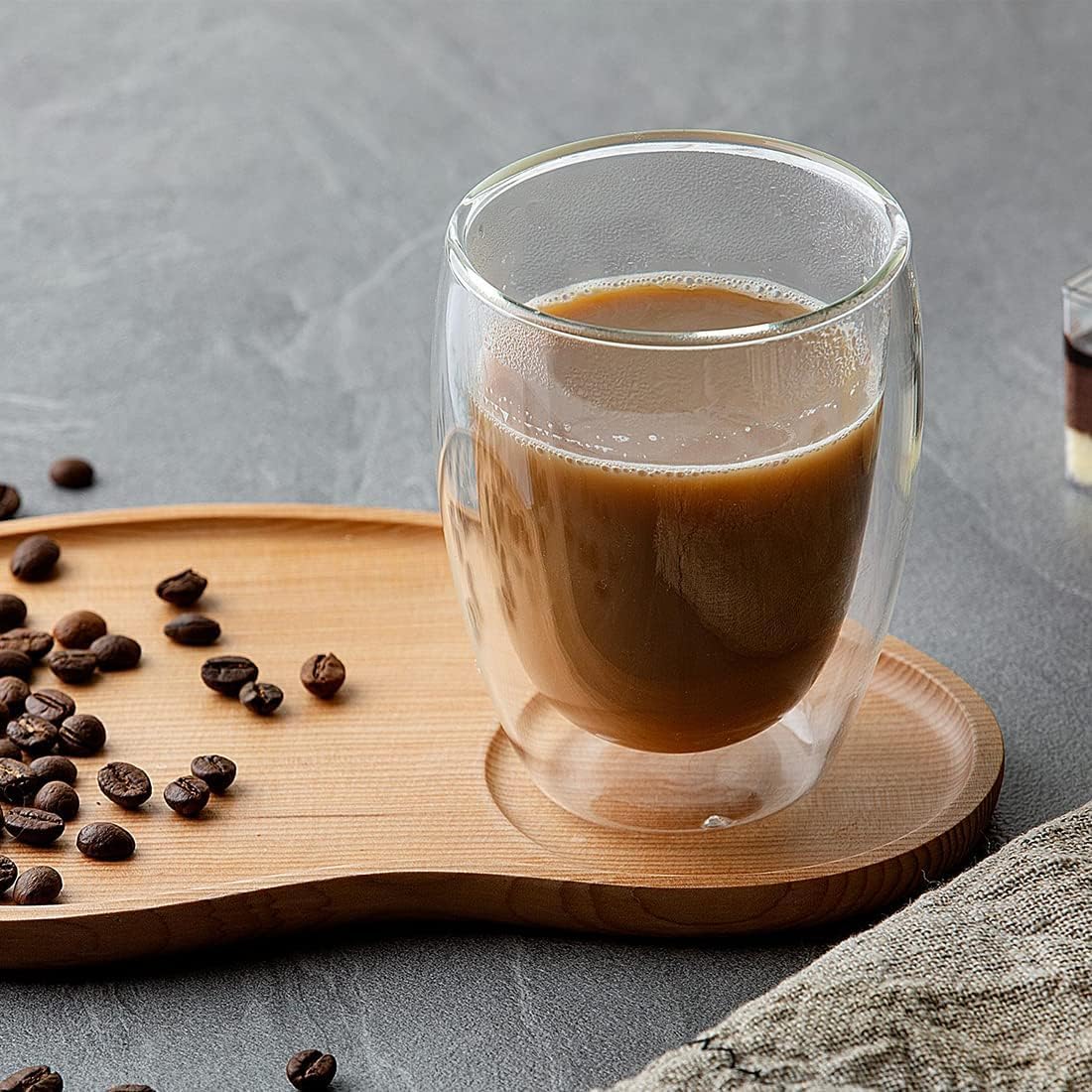 SKY-TOUCH Glass Cups, Double Walled Thermo Espresso Glasses, Insulated Coffee Mugs, Drinking Glasses, 250ml, 4Pack - 6