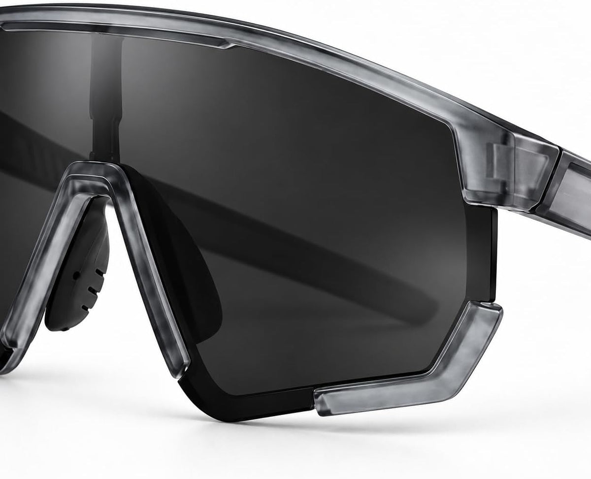 SKY-TOUCH Unisex Polarized Sports Sunglasses – TR90 Polarized lens Ultralight Protective Eyewear for Running, Cycling, Baseball, and Fishing Eco-friendly packaging (Matte Transparent Grey) - 4