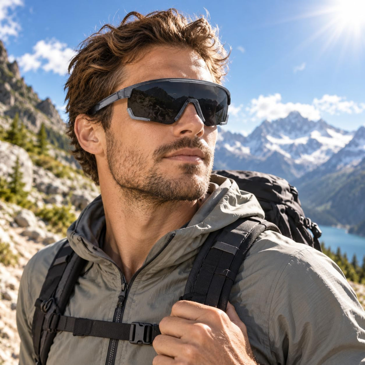 SKY-TOUCH Unisex Polarized Sports Sunglasses – TR90 Polarized lens Ultralight Protective Eyewear for Running, Cycling, Baseball, and Fishing Eco-friendly packaging (Matte Transparent Grey) - 5