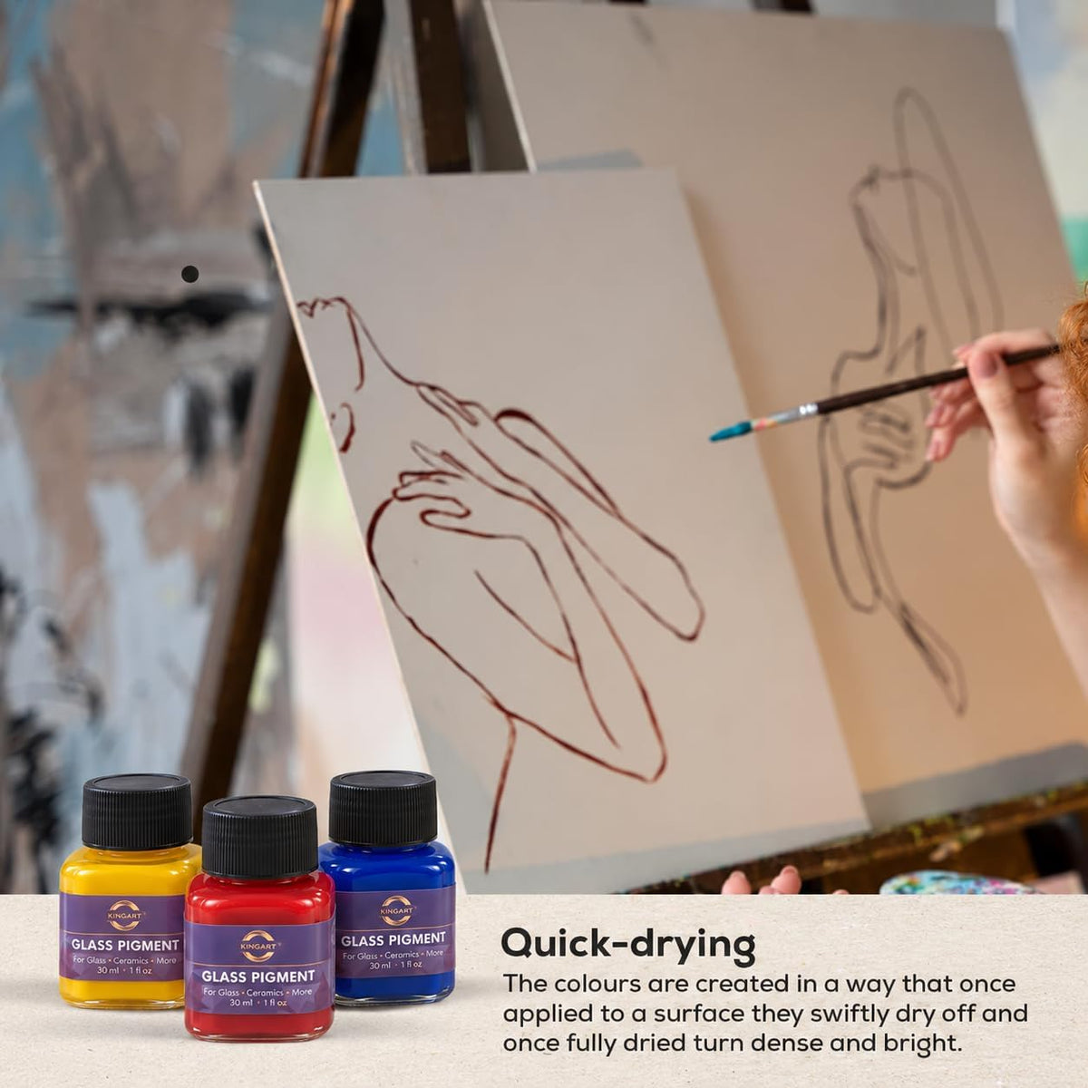 SKY-TOUCH Acrylic Paint Set 6 x30 ml with 1 Brushes - 3
