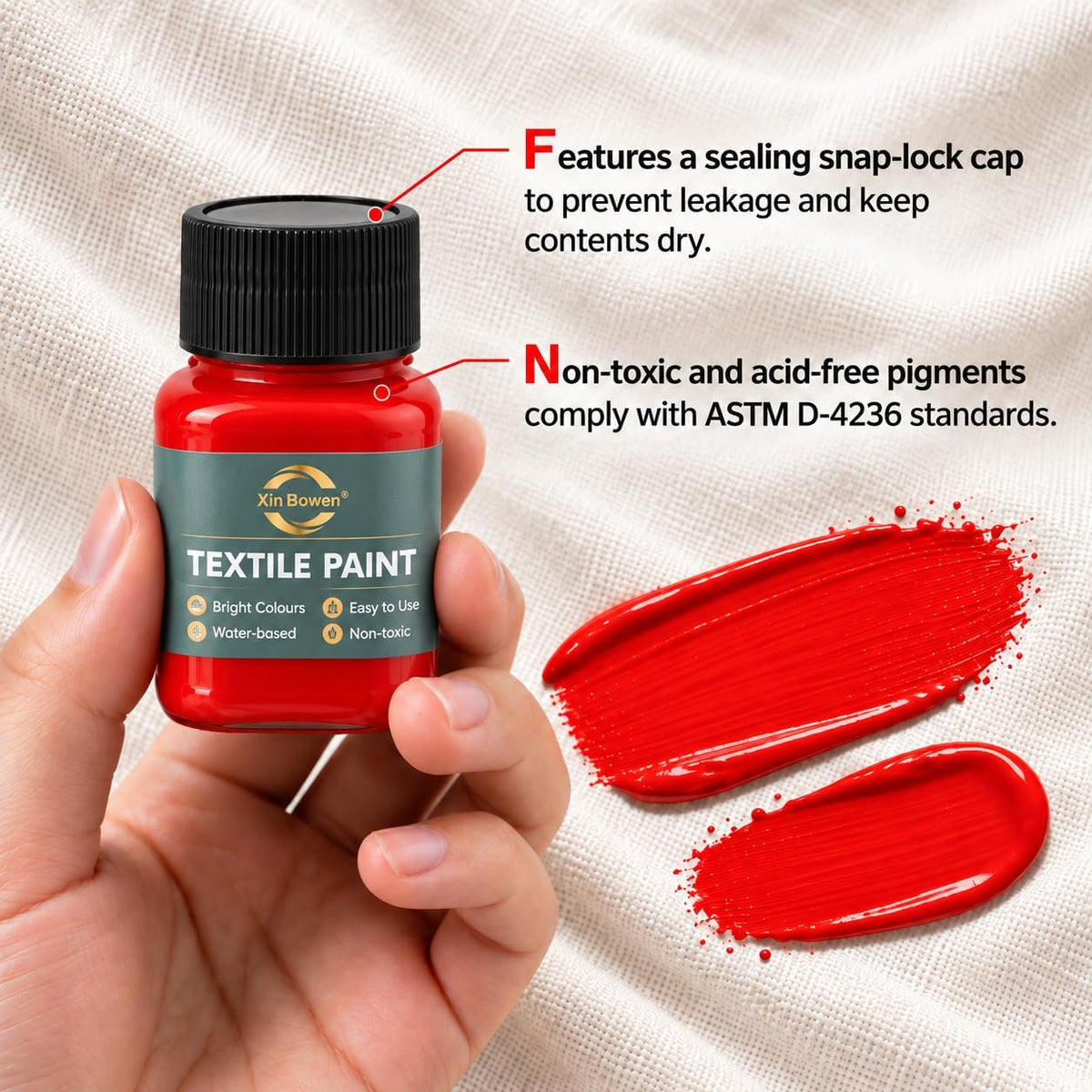 SKY-TOUCH Fabric Colors Set 6 x 30ml with Brush - 2