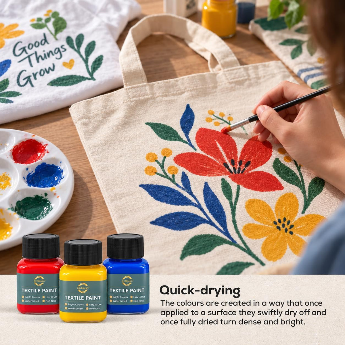 SKY-TOUCH Fabric Colors Set 6 x 30ml with Brush - 3