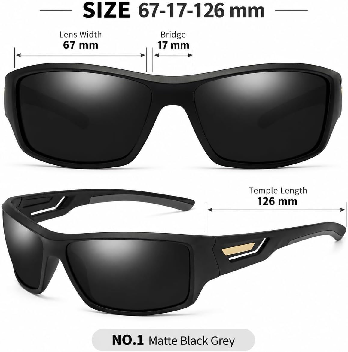 SKY-TOUCH TR90 Polarized Sports Sunglasses for Men and Women, Lightweight Wraparound Outdoor Sunglasses with TAC Polarized Lenses for Cycling, Driving, Fishing, Running and Hiking, Black - 6