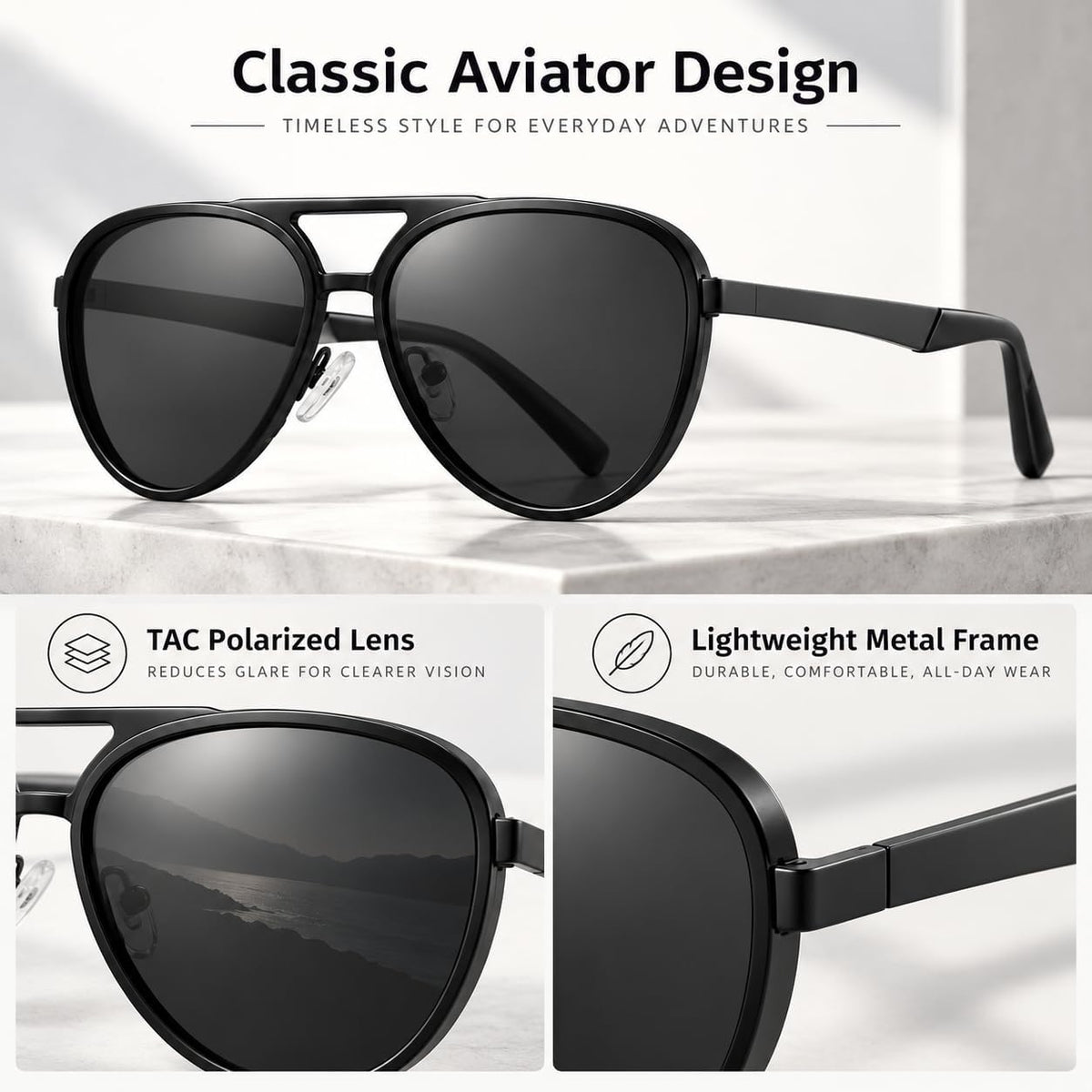 SKY-TOUCH Mens S15218 C1 Black Sunglasses - 2