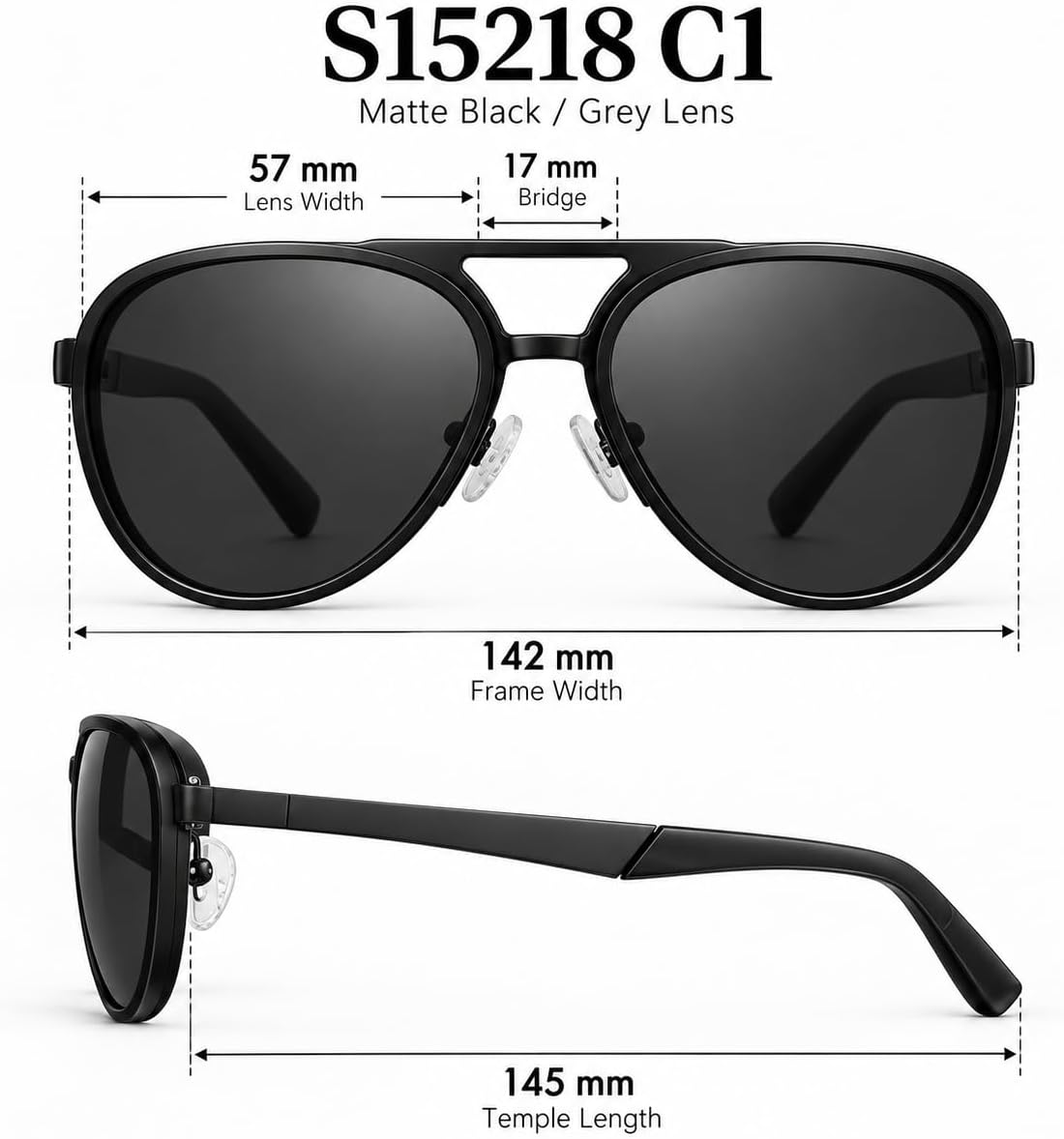 SKY-TOUCH Mens S15218 C1 Black Sunglasses - 5