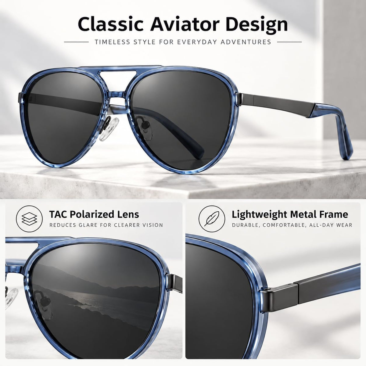 SKY-TOUCH Mens S15218 C1 Black Sunglasses - 2