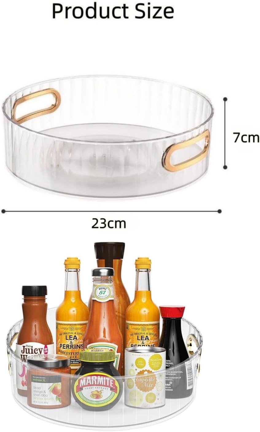SKY-TOUCH Lazy Susan Turntable Organizer Rotates 360 Degrees, Spice Rack Turntable Organizers, Kitchen Organiser Turntable Cupboard Organiser for Cabinet, Pantry, Fridge, Countertop(1pack) - 3