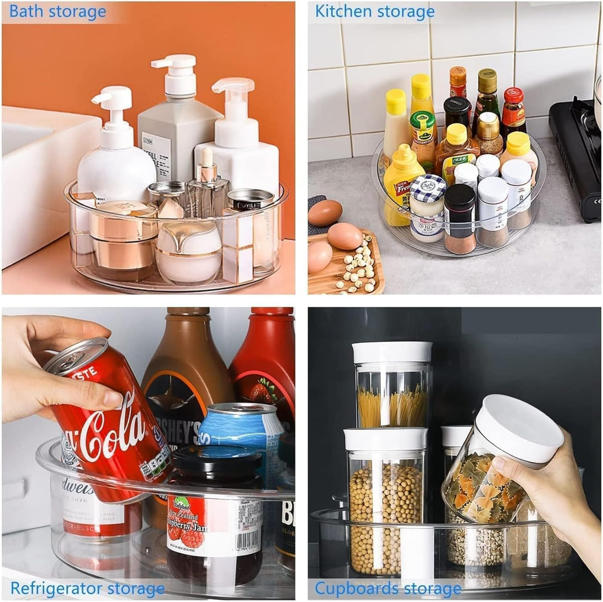 SKY-TOUCH Lazy Susan Turntable Organizer Rotates 360 Degrees, Spice Rack Turntable Organizers, Kitchen Organiser Turntable Cupboard Organiser for Cabinet, Pantry, Fridge, Countertop(1pack) - 6
