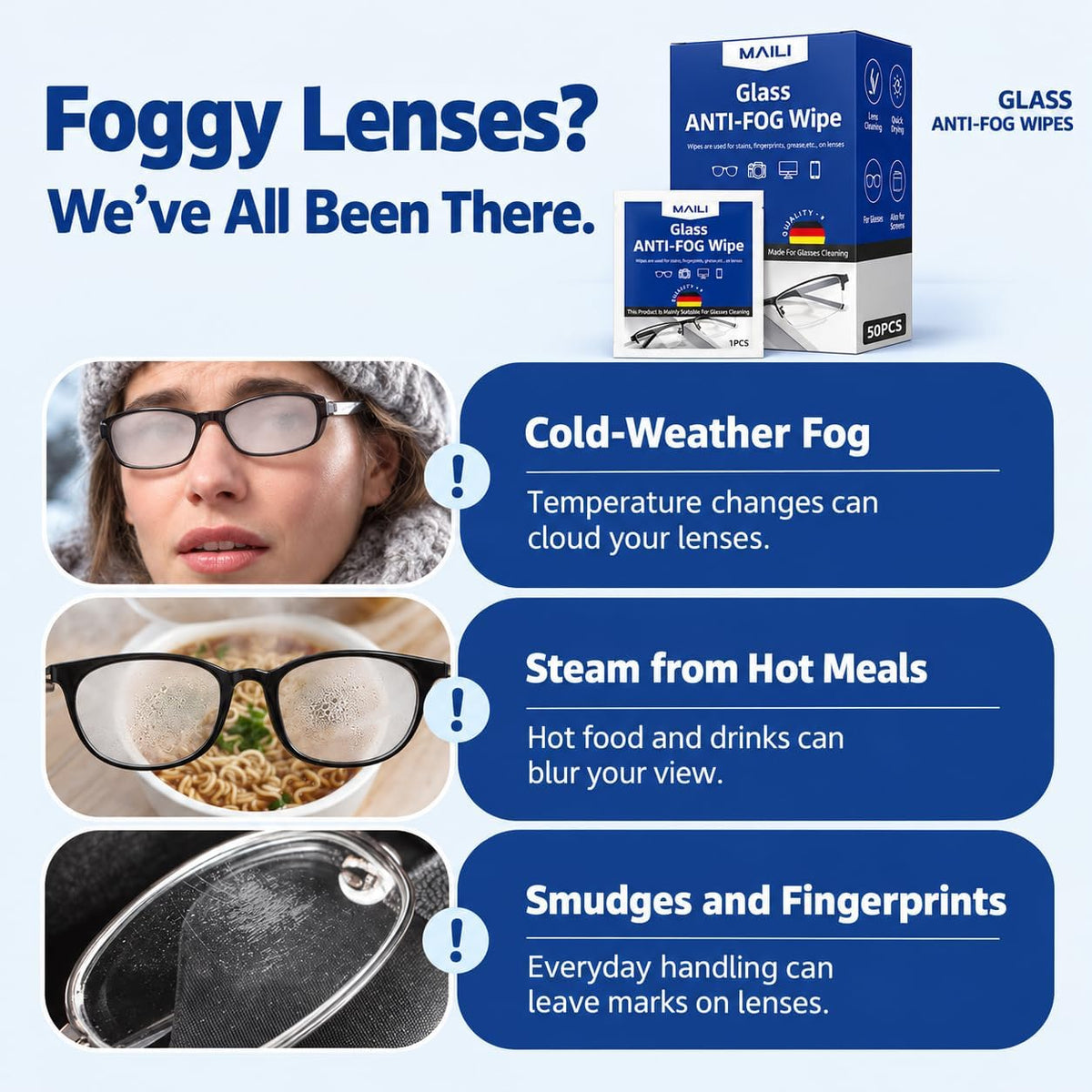 SKY-TOUCH Unisex Anti-Fog Wipe 1pcs Anti-Fog Wipe (pack of 50) - 2