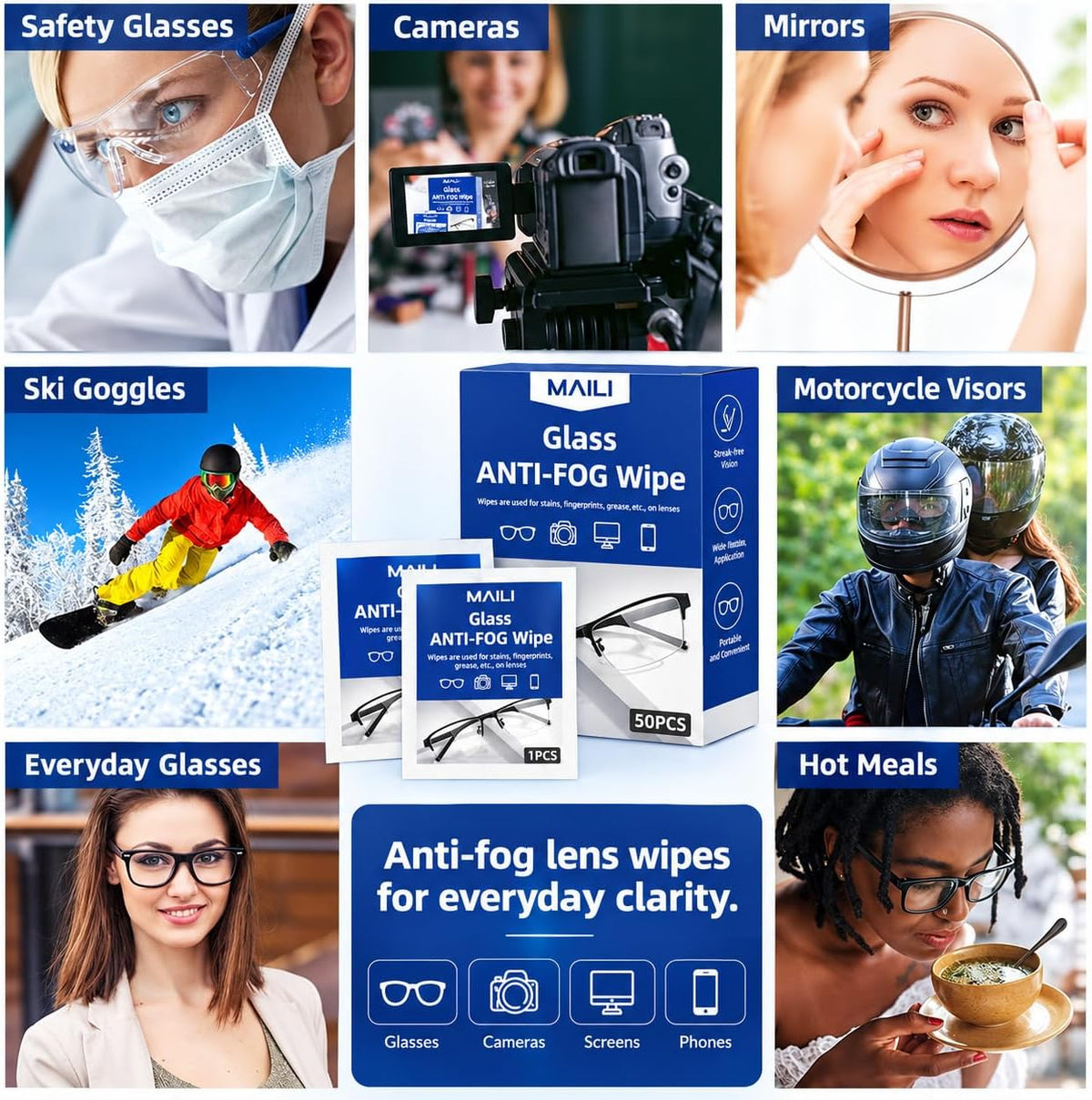 SKY-TOUCH Unisex Anti-Fog Wipe 1pcs Anti-Fog Wipe (pack of 50) - 7