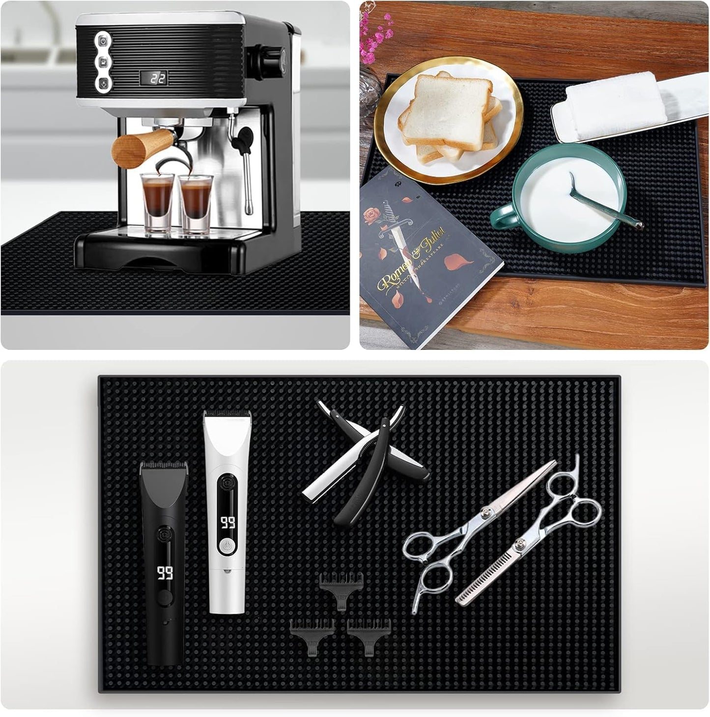 SKY-TOUCH Rubber Bar Mat, Placemats 45 x 30 x 1 cm, Thickened, Drainable, Non-slip, Made Of PVC, Waterproof and Drip-proof. Suitable for Restaurants, Homes, Cafes, and Other Venues
