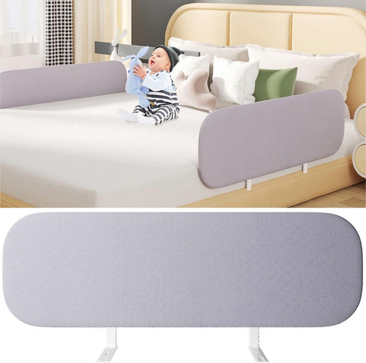 SKY-TOUCH Foldable Crib Rail Guard for Kids 120C*40CM, Adjustable Universal Toddler Bed Rails, Baby Falling Protector Fence, Crib Bed Guard for Twin, Full Size, Queen &King Beds, Grey 1Pack