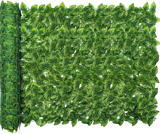SKY-TOUCH 1x3m Garden Privacy Fence – Artificial Ivy Hedge Roll – Expandable Faux Greenery Screen – Outdoor Garden Decor（Dark Garden Fence ）