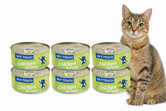 SKY-TOUCH 6pack Wet Cat Food Can 85g, Shredded Real Meat in Broth, Grain-Free High Protein Cat Food with Taurine, Fish Oil, Vitamins & Minerals, Hydrating Nutrition for Kittens & Adult Cats(Tuna)