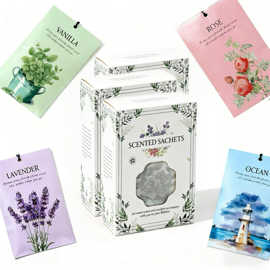 SKY-TOUCH Ocean Rose Lavender Vanilla Scented Sachets, 3 Boxes/12Pcs (4 Scents), Long-Lasting Air Freshener for Home & Office, Natural Deodorizer for Closet, Bathroom, Bedroom, 35 Days Fresh Scent