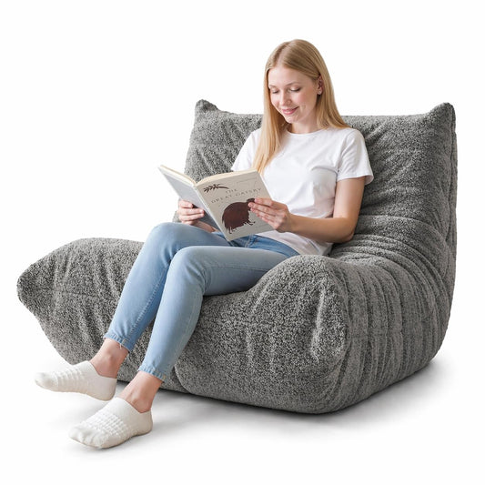 SKY-TOUCH Caterpillar Lazy Sofa, Bean Bag Chair, Sofa Chair, Fainting Couch, Oversized Soft Skin-Friendly Floor Lounge Chair for Living Room Bedroom Salon Office, Single, Grey - 105x90x80cm