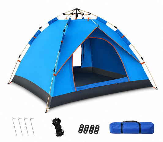 SKY-TOUCH Portable Camping Tent 2-3 Person, 150×200×130cm Lightweight Double Door Tent with Waterproof Fabric, UV Protection, Breathable Mosquito Mesh, Easy Setup Shelter for Camping, Hiking (Blue)