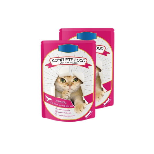 SKY-TOUCH Cat Wet Food 2x85g, Complete Nutrition for Balanced Diet, Grain & Potato Free Formula, Cat Velvet Mousse For All Life Stages, 85g Pouch (2 Pouch Chicken)