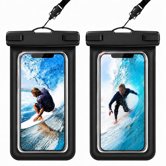 SKY-TOUCH 2PCS Universal Waterproof Phone Pouch Case, IPX8 Cell Phone Dry Bag for iPhone 13 12 11 Pro Max Plus XR X SE, Samsung Galaxy S22 S21 S20 S10 S9 S8, Devices up to 7.0 Inch, Black