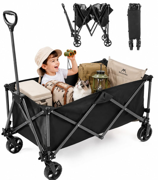SKY-TOUCH Garden Cart Camping Wagon Foldable, Shopping Trolleys Utility Outdoor Wagon Collapsible Garden Camping Picnic Cart