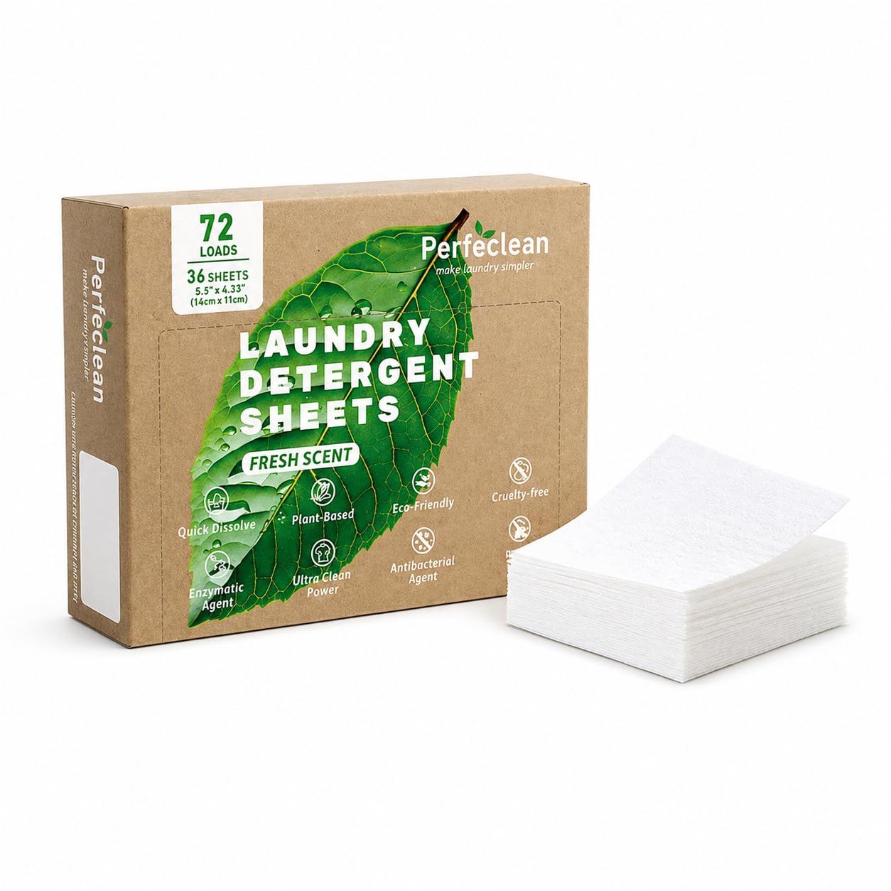 SKY-TOUCH 36pcs High-Strength Laundry Detergent Sheets, Fresh Scent Suitable for Dormitories, Universities, Homes, Hotels Travel