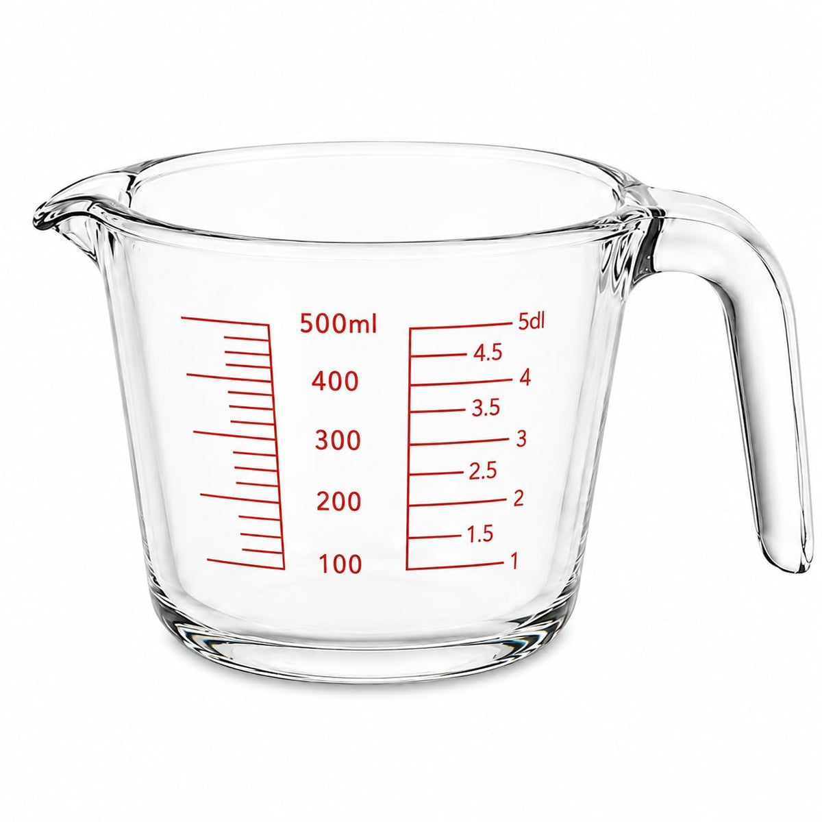 SKY-TOUCH 500ml Glass Measuring Cup, Heat-Resistant Borosilicate Measuring Jug with Easy-Read Red Markings, Precision Pour Spout & Ergonomic Handle for Baking, Cooking, Mixing and Microwave Use