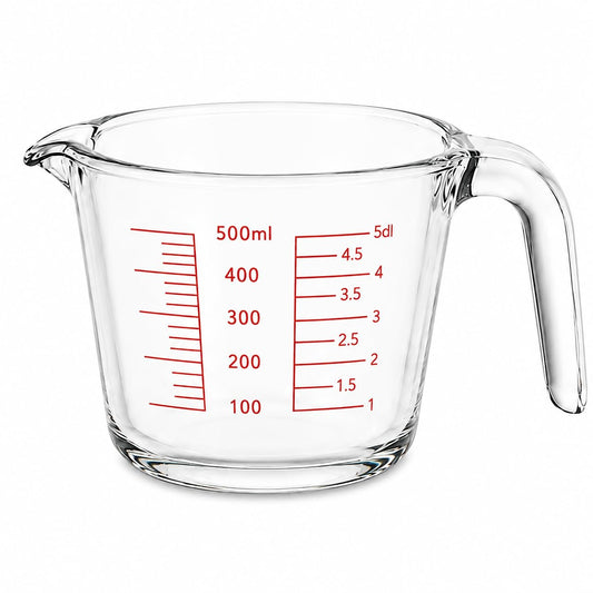 SKY-TOUCH 500ml Glass Measuring Cup, Heat-Resistant Borosilicate Measuring Jug with Easy-Read Red Markings, Precision Pour Spout & Ergonomic Handle for Baking, Cooking, Mixing and Microwave Use