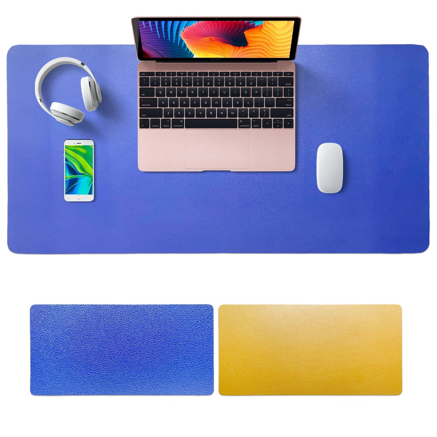 SKY-TOUCH Multifunctional Desk Pad 80x40cm, Leather Computer Mouse Pad Office Desk Mat Extended Gaming Mouse Pad, Non-Slip Waterproof Dual-Side Use Desk Mat Protecto