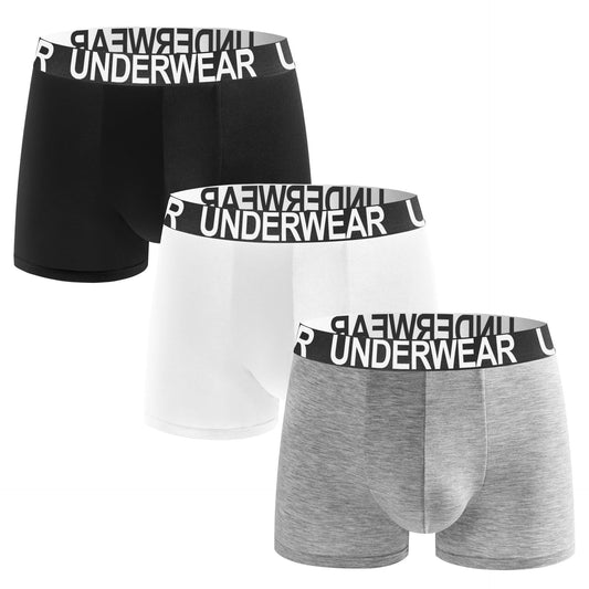 SKY-TOUCH 3 PACK Men’s Boxer Briefs, Soft Breathable Stretch Underwear, Moisture Control Comfortable Underpants for Everyday Wear,Men's underwear (Black/Gray/Light Grey)