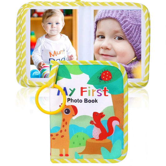 SKY-TOUCH Baby Photo Album First Family Memory Book for Newborns, Toddlers Soft Photo Cloth Book with Mirror, Quality Gifts for Girls and Boys, 1st Birthday, Baby Shower