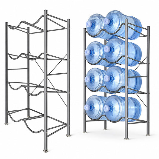 SKY-TOUCH Water Bottle Storage Stand 4 Tier, Water Bottle Holder 8 Bottles of 5 Gallons Heavy Duty Water Jug Rack for Kitchen Home and Office Easy To Assemble