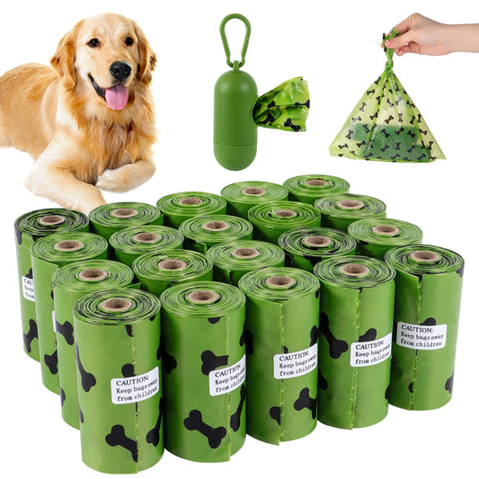 SKY-TOUCH 600 Count Dog Poop Bags Pet Dog Supplies for Dogs Include 2 PCS Green Adjustable Dispenser, Extra Thick and Strong, 100% Leak Proof, Biodegradable Waste Bag
