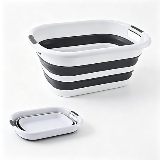 SKY-TOUCH 38L Collapsible Plastic Bucket with Handle, Foldable Laundry Basin, Multi-functional Cleaning and Laundry Basket for Outdoor Use, Suitable for Camping, Handwashing, 61cm * 46cm * 27cm