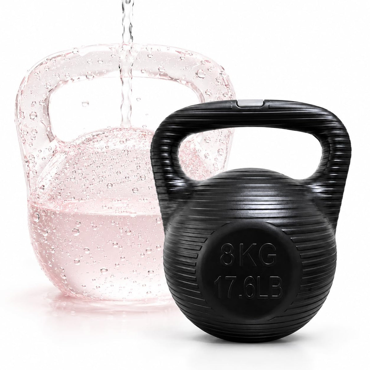 SKY-TOUCH 8KG Water-Filled Kettlebell, Fillable Fitness Weight with Anti-Slip Threaded Handle, Large TPR Plug and Stable Base for Home Gym Strength Training