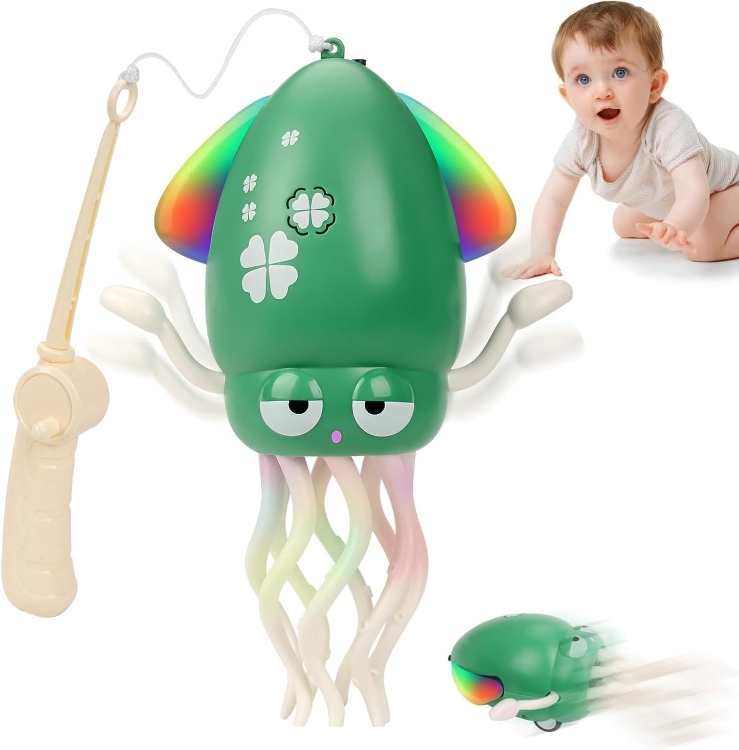 SKY-TOUCH Dancing Squid Toy, Rechargeable Crawling Octopus Toy with LED Light ＆ Music, Funny Electric Baby Sensory Toys, Magical Dancing Toys for 1 2 3 + Year Old Boys Girls