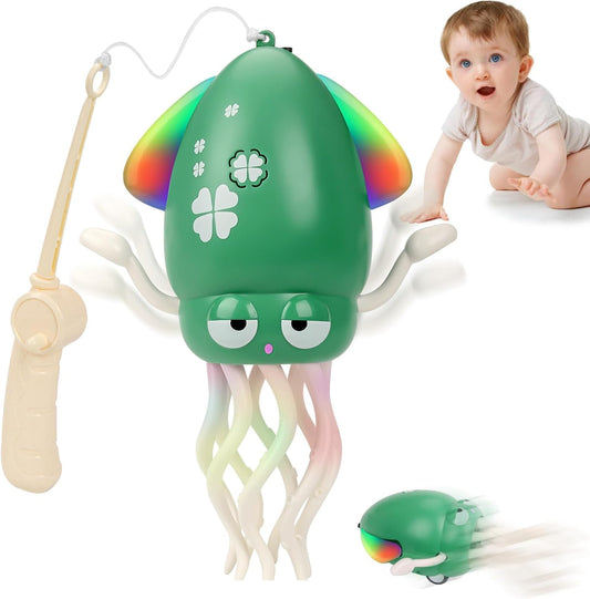 SKY-TOUCH Dancing Squid Toy, Rechargeable Crawling Octopus Toy with LED Light ＆ Music, Funny Electric Baby Sensory Toys, Magical Dancing Toys for 1 2 3 + Year Old Boys Girls