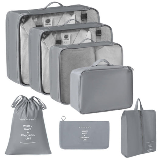 SKY-TOUCH Travel Packing Cubes,Traveling Accessories,Luggage Packing Organizers Set,Waterproof Laundry Bag,Storage Bag for Travel,Breathable Mesh,pack of 7 pieces, Grey