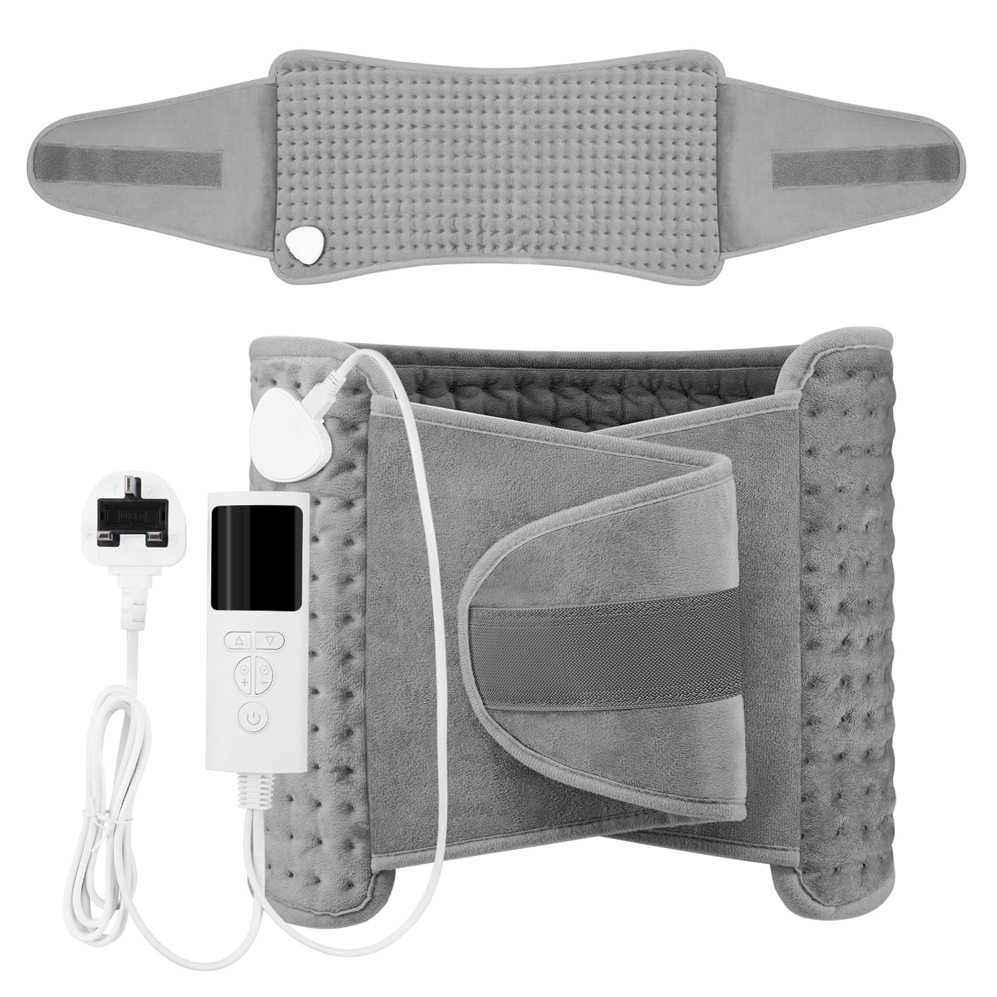 SKY-TOUCH Electric Heating Pad Wrap for Waist & Body, LCD Controller, 9 Heat Levels, 4 Timer Settings, Soft Touch, Fast Heating, Machine Washable - 60x31cm, Ideal for Back, Belly, Legs, & More