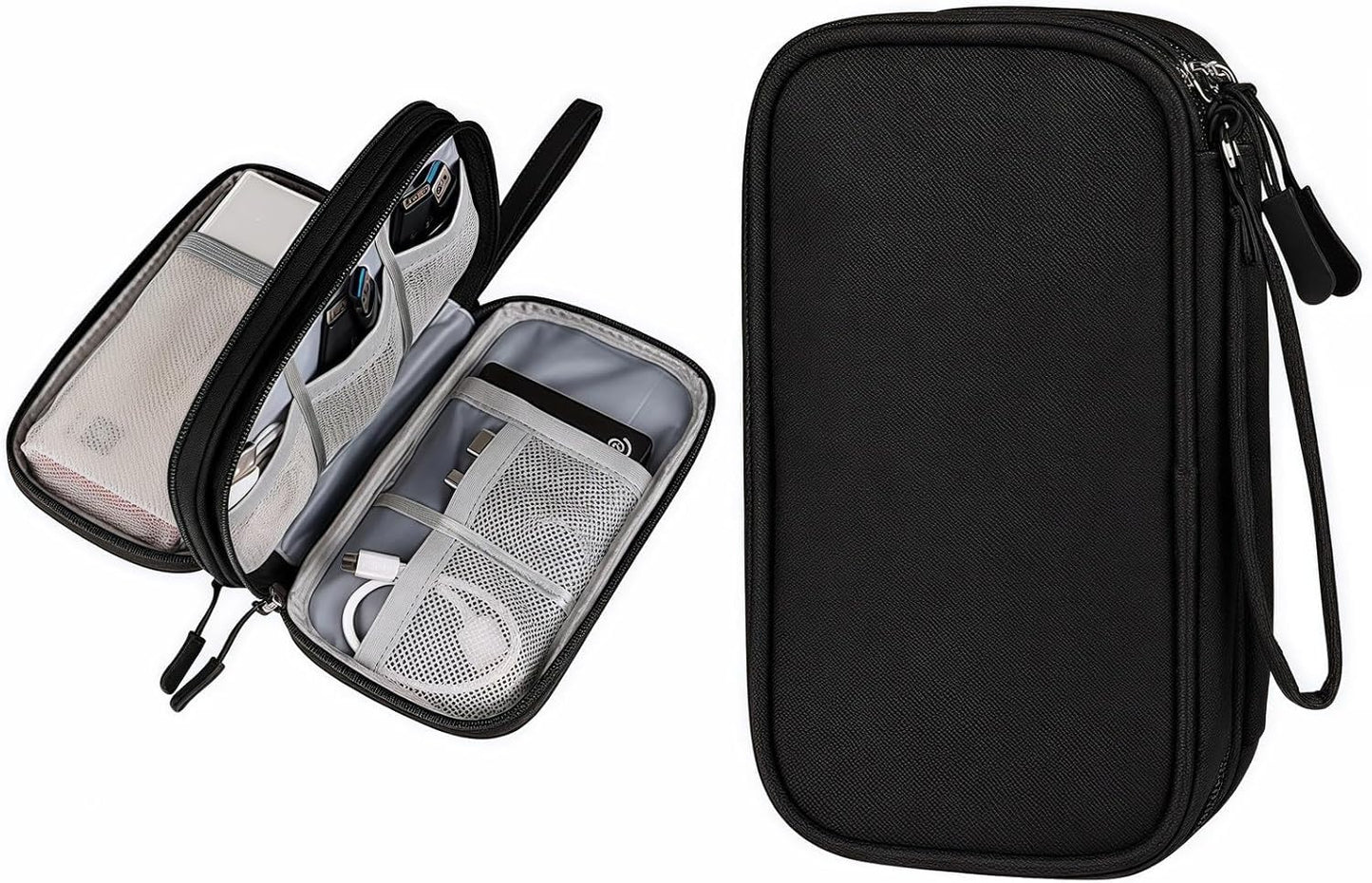 SKY-TOUCH Portable Waterproof Electronic Accessory Organizer Bag – Suitable for Cables, Chargers, Phones, Earphones, and More (Black)