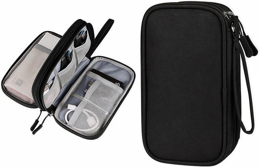 SKY-TOUCH Portable Waterproof Electronic Accessory Organizer Bag – Suitable for Cables, Chargers, Phones, Earphones, and More (Black)