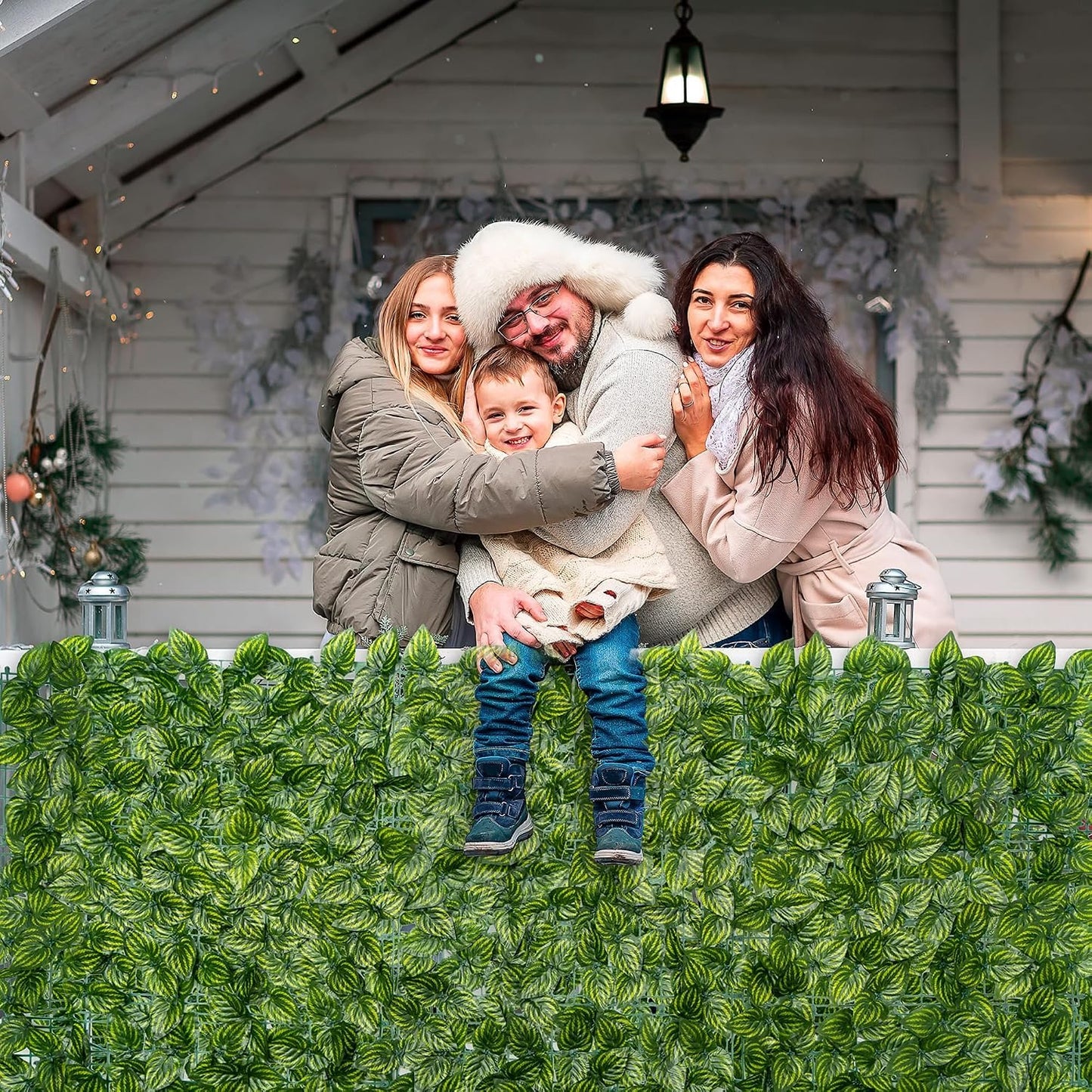 SKY-TOUCH 1x3m Garden Privacy Fence – Artificial Ivy Hedge Roll – Expandable Faux Greenery Screen – Outdoor Garden Decor（Dark Garden Fence ）