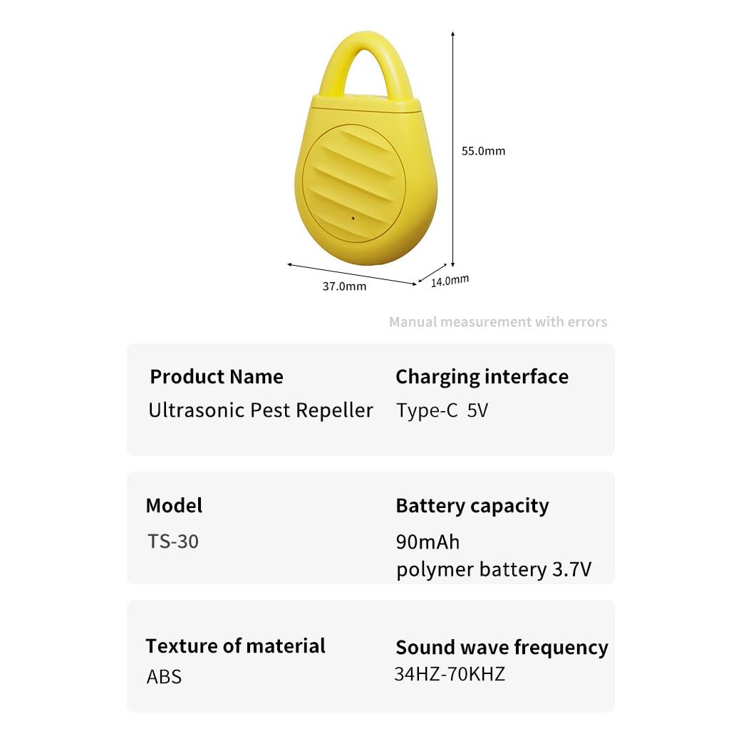 SKY-TOUCH 2PCS Ultrasonic Insect Repellent Electronic Insect Repellent Balcony Protection Repels Mosquitoes, Rodents, And Birds Suitable For Living Rooms, Garages And Offices, Yellow